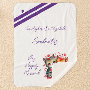 Couverture Sherpa Cadeau d'anniversaire pour femme âmes sœurs chats 