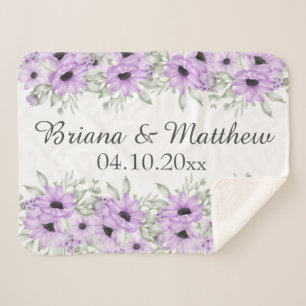 Couverture Sherpa Cadeau de Fête des mariées Florale Purple Élégant