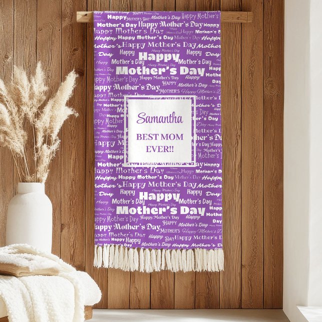 Couverture Sherpa Cadeau de fête des mères écriture violette élégant (Stylish Purple Script Mother’s Day Gift Grandma Sherpa Blanket)