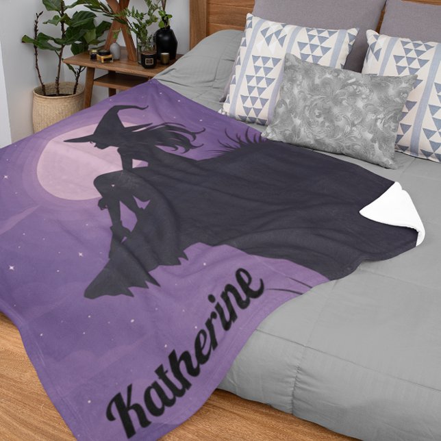 Couverture Sherpa Cadeau de silhouette de sorcière mystique sous la  (Créateur téléchargé)