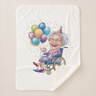 Couverture Sherpa Cadeau drôle d'anniversaire pour grand-mère âgée p