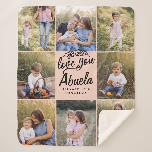 Couverture Sherpa cadeau familial 8 photo petit-enfant simple (Devant)