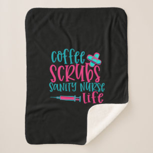 Couverture Sherpa Cadeau infirmière Coffee Scrubs Sanity Nurity Li