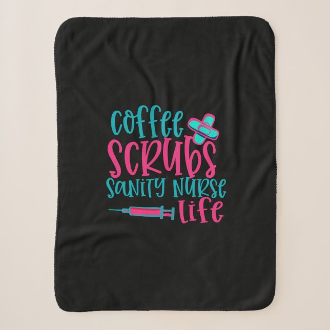 Couverture Sherpa Cadeau infirmière | Coffee Scrubs Sanity Nurity Li (Devant)