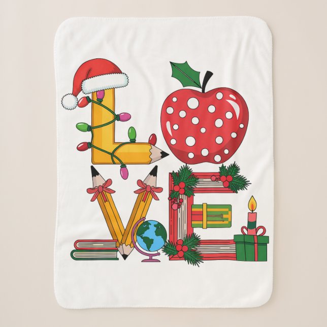 Couverture Sherpa Cadeau pour Enseignant | Crayon Apple Livres d'Amo (Devant)