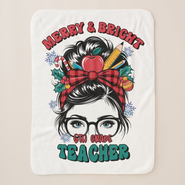 Couverture Sherpa Cadeau pour Enseignant | Enseignant Joyeux et Lumi (Devant)