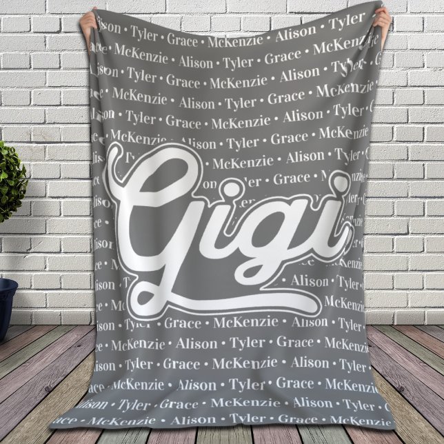 Couverture Sherpa Cadeau pour Gigi avec les noms des petits-enfants (Créateur téléchargé)