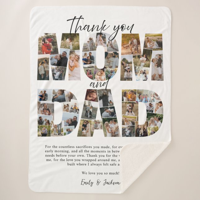 Couverture Sherpa Cadeau pour papa et maman Photo Collage Photos de  (Devant)