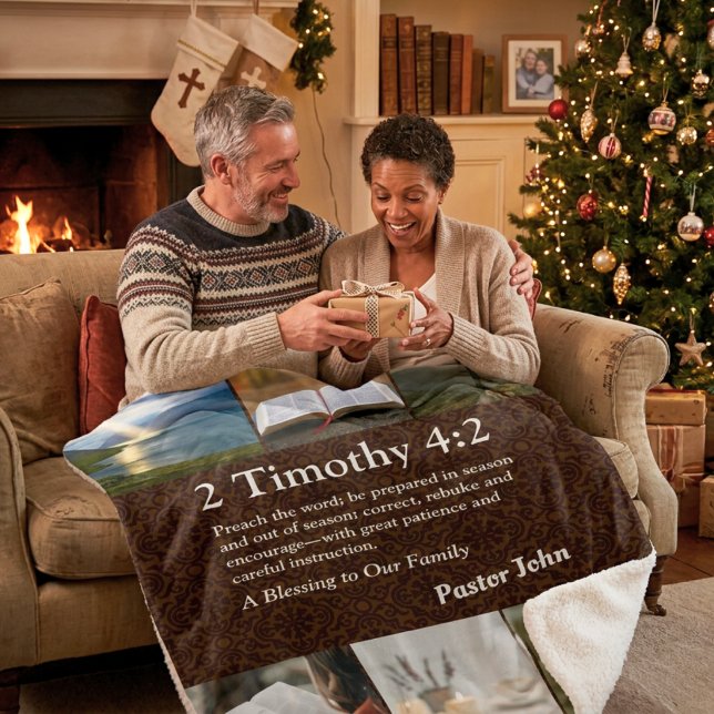 Couverture Sherpa Cadeaux de Noël Personnalisés et Uniques pour les  (Custom Unique Christmas Gifts for Pastors Brown Sherpa Blanket)