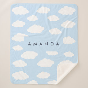 Couverture Sherpa Cadeaux Monogramme Cute Girl Blue Cloud personnali