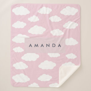 Couverture Sherpa Cadeaux Nuage Rose Fille Personnalisés avec Monogr