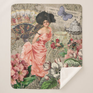Couverture Sherpa Café Lady Victorian Femme Rose Classy