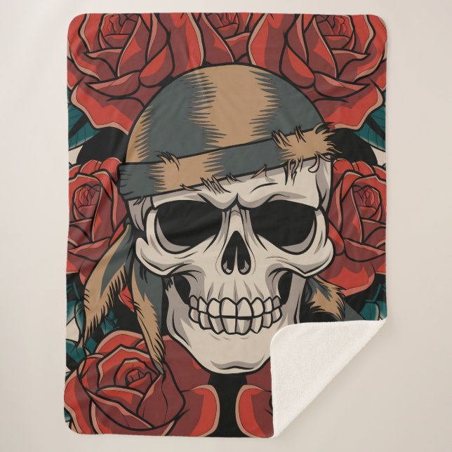 Couverture Sherpa Calavera Floral (Devant)
