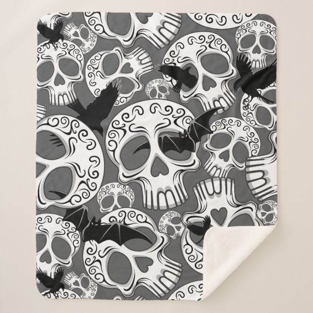 Couverture Sherpa Calaveras décoratives Halloween (Devant)