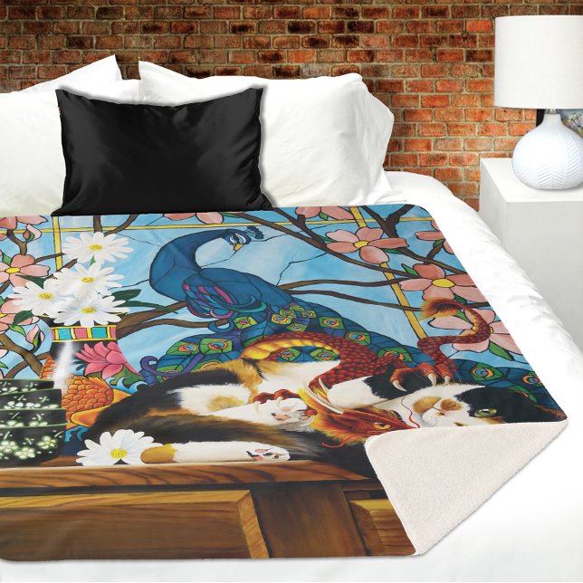 Couverture Sherpa Calico Cat Dragon Rouge (Créateur téléchargé)