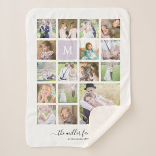 Couverture Sherpa Calligraphie de nom de monogramme de collage de