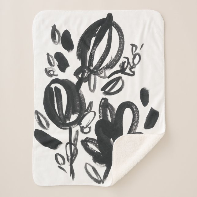 Couverture Sherpa Cameo Bloom - Noir et Blanc (Devant)