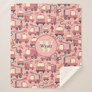 Couverture Sherpa Camions rouges Pompiers Enfants Personnalisés