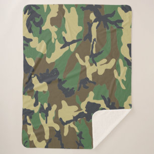 Couverture Sherpa Camouflage Camo Woodland