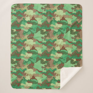 Couverture Sherpa Camouflage Motif, vert, Brown et Tan