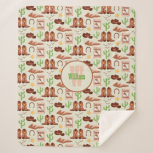 Couverture Sherpa Campagne Boots Cowboy Stick Horse Désert Ouest