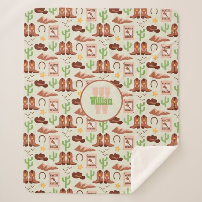 Couverture Sherpa Campagne Boots Cowboy Stick Horse Désert Ouest (Devant)