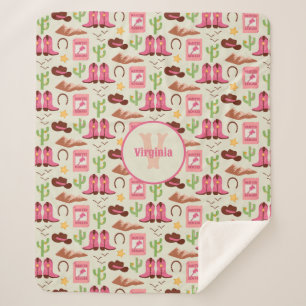 Couverture Sherpa Campagne Bottes pour fille Adorable Bâton Cheval O