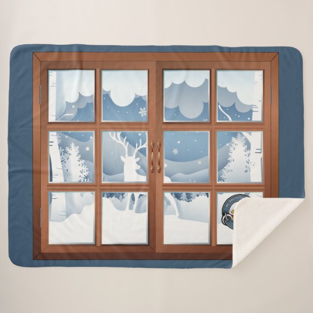 Couverture Sherpa Campagne Campbell Clan Badge Grosse scène hivernal (Devant (Horizontal))