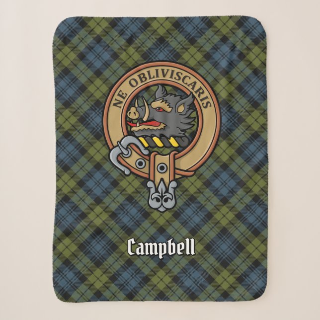 Couverture Sherpa Campbell Crest sur Tartan (Devant)