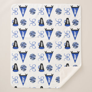 Couverture Sherpa Camping de cheer bleu et noir Pom-Pom de cheerlead