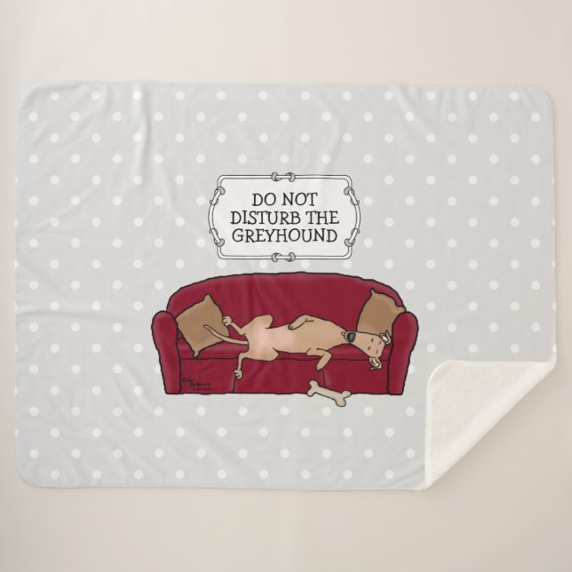 Couverture Sherpa Canapé Greyhound (fawn) Chien Lazy Dormir Drôle (Devant (Horizontal))