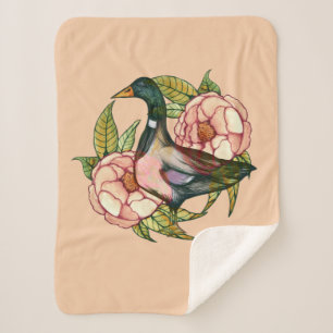 Couverture Sherpa Canard colvert pivoine amoureux de la nature