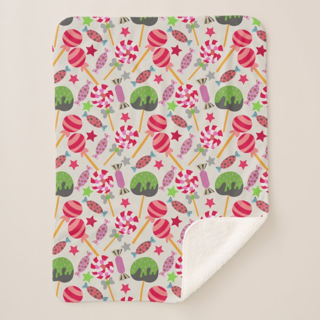 Couverture Sherpa Candy pattern | Lollies pattern | lollipop 38 (Devant)