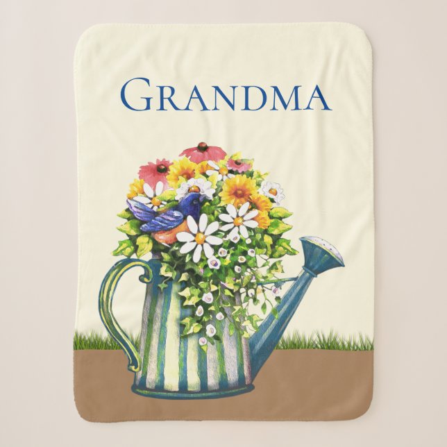 Couverture Sherpa Canette d'eau avec Fleurs sauvages (Devant)