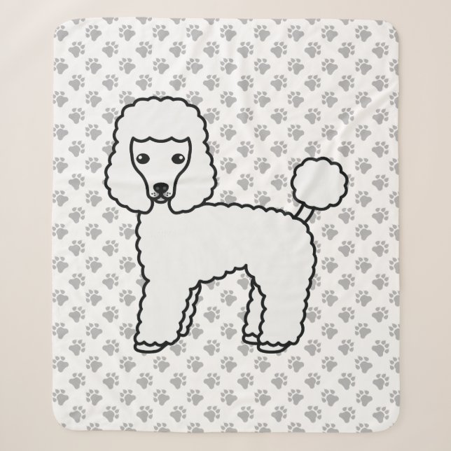 Couverture Sherpa Caniche jouet blanc Chien de dessin animé mignon (Devant)