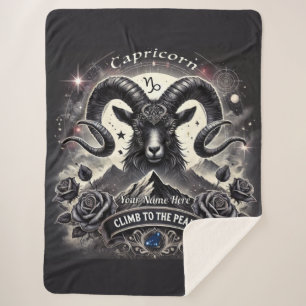 Couverture Sherpa Capricorne "Grimpez au pic" Sherpa Blanket