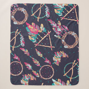 Couverture Sherpa Capteurs de rêve : motif vintage sans soudure.