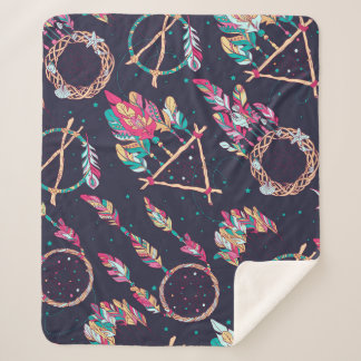 Couverture Sherpa Capteurs de rêve : motif vintage sans soudure.