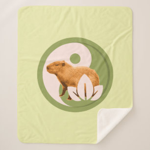 Couverture Sherpa Capybara Zen Yin Yang Nature Paisible