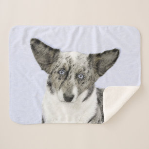 Couverture Sherpa Cardigan Welsh Corgi Peinture - Art Chien original