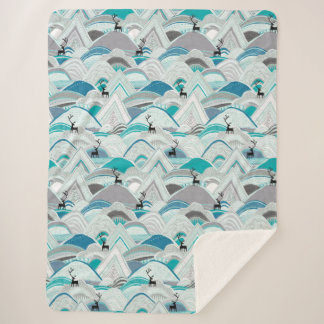 Couverture Sherpa caribou bleu