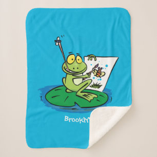 Couverture Sherpa Caricature amusante de grenouille verte