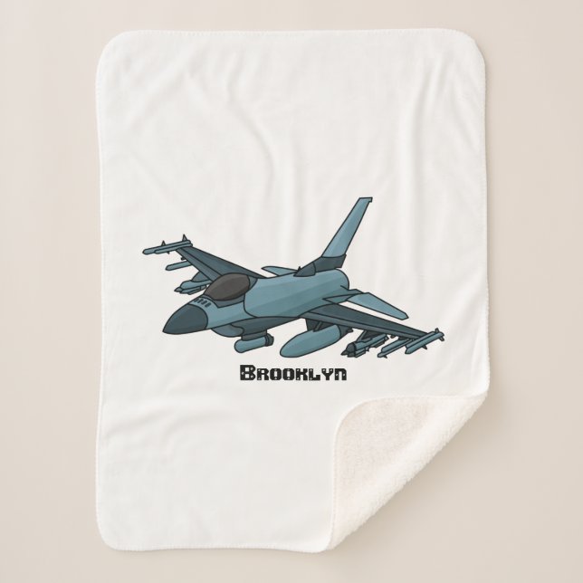 Couverture Sherpa Caricature d'avion de chasse militaire (Devant)