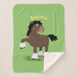 Couverture Sherpa Caricature de cheval de trait de Cute Clydesdale
