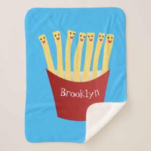Couverture Sherpa Caricature de frites Cute kawaii fast food