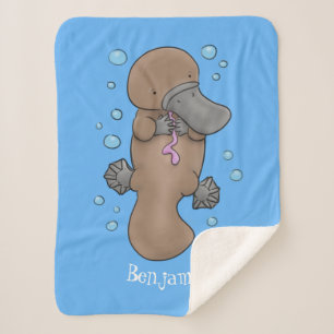 Couverture Sherpa Caricature de platypus bébé très heureuse