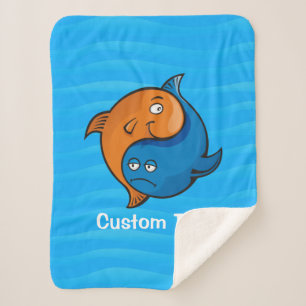 Couverture Sherpa Caricature de poisson Yin Yang