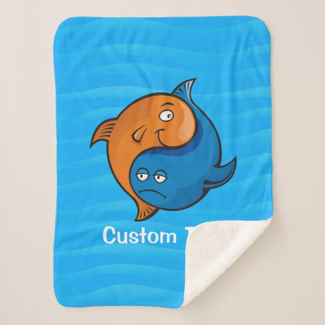 Couverture Sherpa Caricature de poisson Yin Yang (Devant)