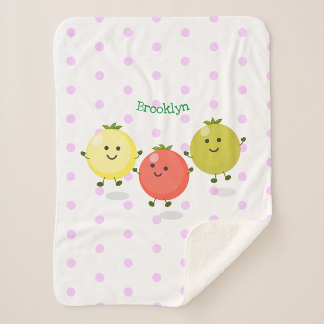 Couverture Sherpa Caricature de tomates cerises mûres (Devant)