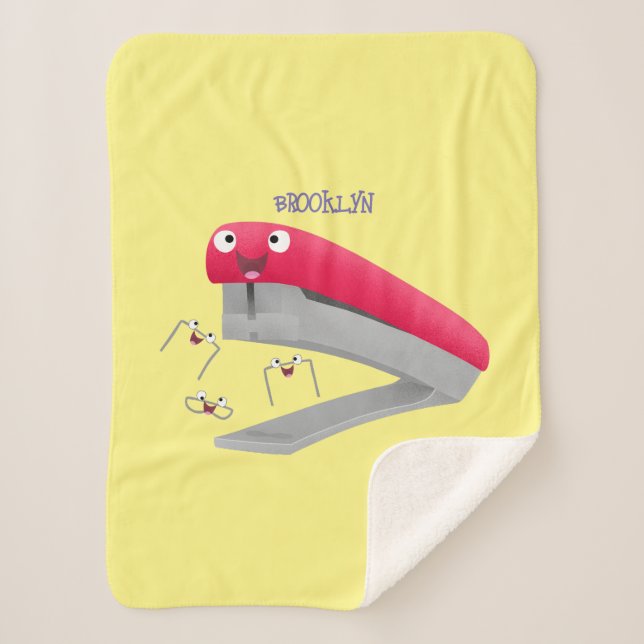 Couverture Sherpa Caricature en agrafeuse rouge pâle (Devant)